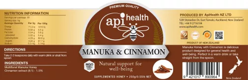 Manukaméz fahéj kivonattal, 250 g (Apihealth)