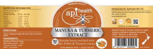 Manukaméz kurkuma kivonattal, 250g (Apihealth - Új-Zéland)