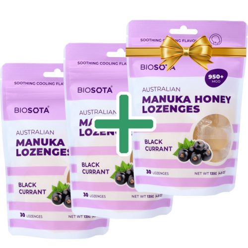 Manuka cukorka 950+ feketeribizlis 135g (Biosota) - 2+1 db - VIP Klub Termék
