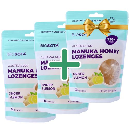 Manuka cukorka 950+ gyömbér-citromos 135g (Biosota) - 2+1 db - VIP Klub Termék