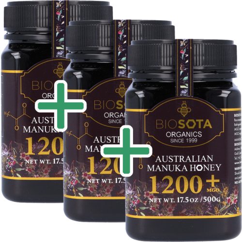 BIO Manukaméz MGO 1200+ 3x500g (Biosota) - VIP Klub Termék