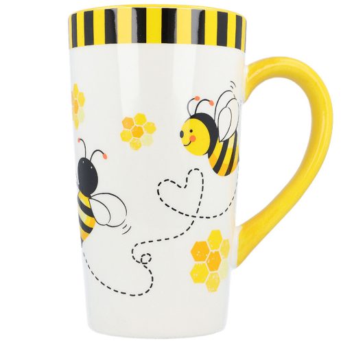 Porcelán méhecskés teásbögre 15cm  XXL (többféle minta)