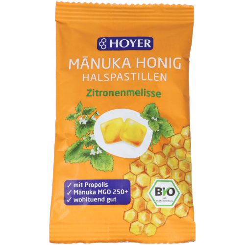 Bio MGO250+ Manukamézes torokpasztilla, citromfűvel és propolisszal - 30g (Hoyer)