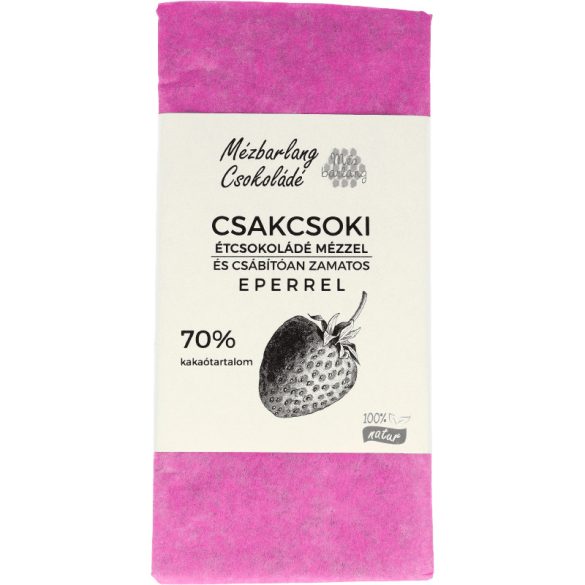 Csakcsoki kézműves mézes étcsokoládé eperrel 70g (Mézbarlang)