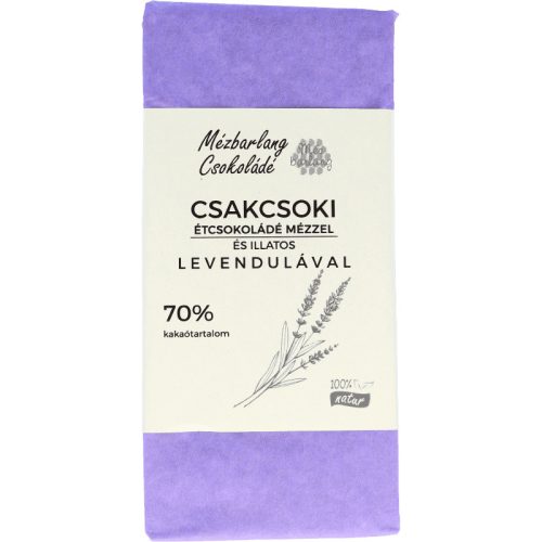 CSAKCSOKI kézműves prémium étcsokoládé mézzel és levendulával 70g (Mézbarlang)