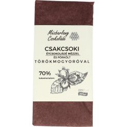   CSAKCSOKI kézműves prémium étcsokoládé mézzel és törökmogyoróval 70g (Mézbarlang)