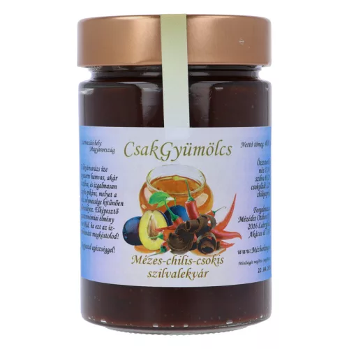 CsakGyümölcs Mézes Chillis Csokis Szilva lekvár 400g (Mézbarlang)
