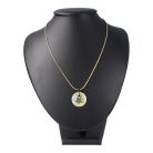 Gyöngyház medál, méhecskés, nemesacél láncon, arany színű, kb. 45 cm