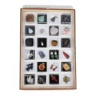 Ásványékszer Kollekció, ásványgyűjtemény, 24 db-os, műanyag dobozokban, fatartóban 