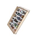 Figurás Ásványgyűjtemény, 24 db-os, műanyag dobozokban, fatartóban