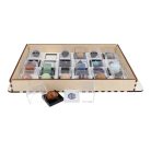 Figurás Ásványgyűjtemény, 24 db-os, műanyag dobozokban, fatartóban