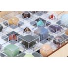 Figurás Ásványgyűjtemény, 24 db-os, műanyag dobozokban, fatartóban