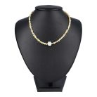 Potátó, színezett, citromsárga színű tenyésztett gyöngy nyaklánc, méhsejt gyöngyházzal 40 cm