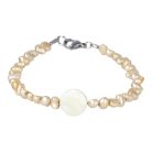 Potátó, színezett, sárgás drapp tenyésztett gyöngy karkötő gyöngyházzal