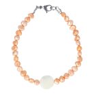 Potátó, színezett, narancssárga tenyésztett gyöngy karkötő gyöngyházzal