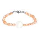 Potátó, színezett, narancssárga tenyésztett gyöngy karkötő gyöngyházzal